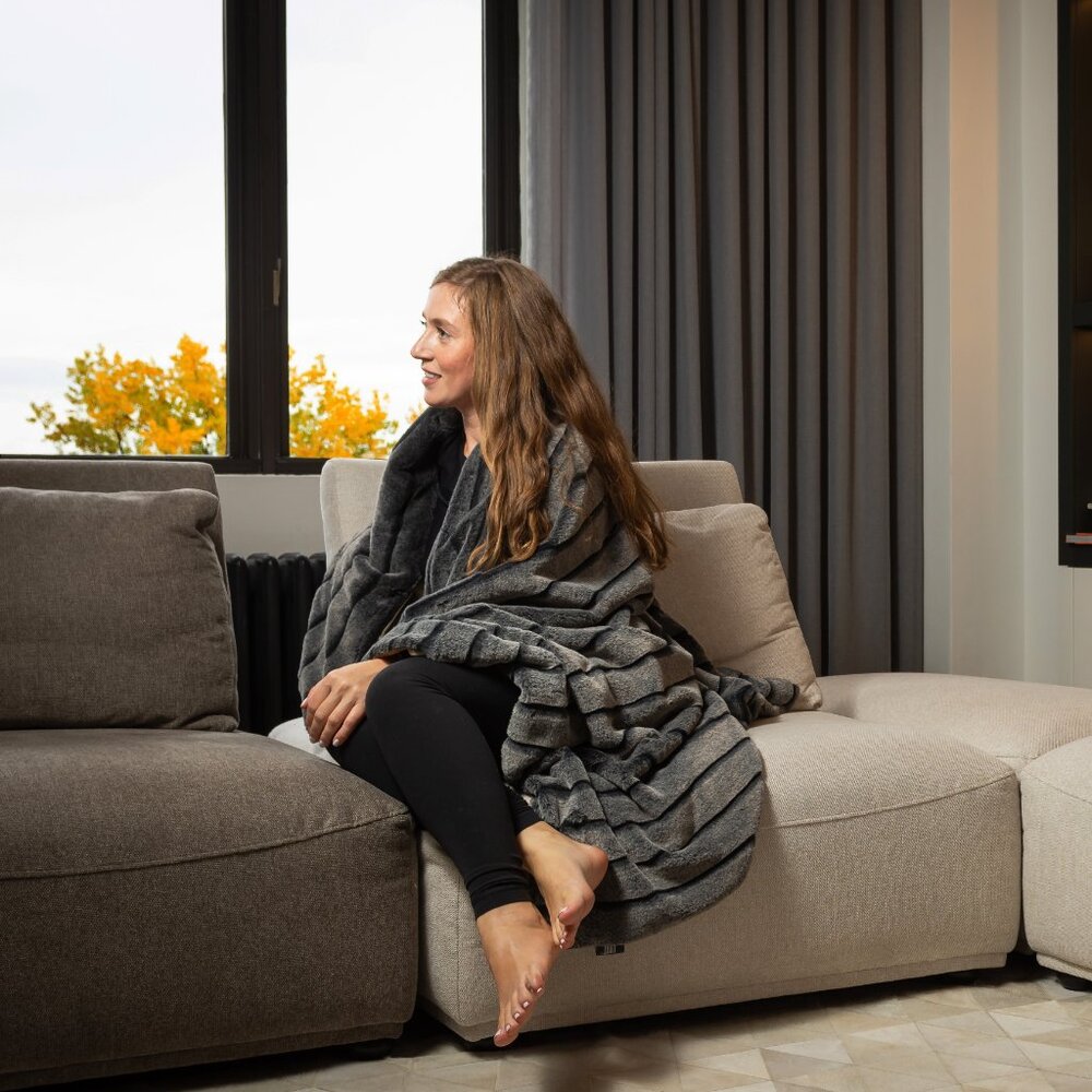COPY - Luxe Home Decor Classic Faux Fur Throw | 1-Piece | Aztec Grey Print | 50…